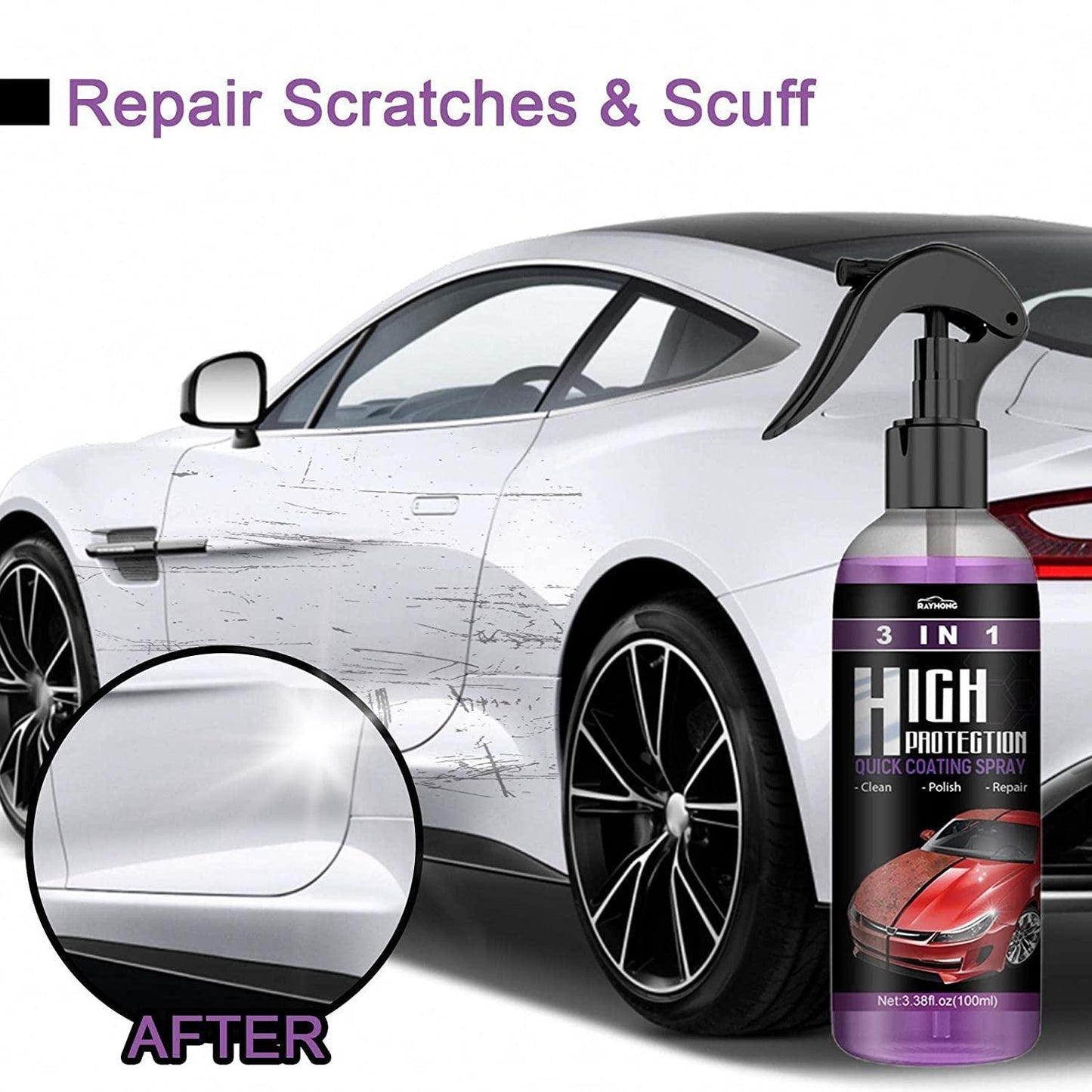Hydrophobic Nano Car Polish & Protective Coating Spray – Scratch & Water Repellent, Pack of 2