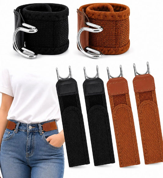 2-Piece Adjustable No-Buckle Metal Hook Belts for Men & Women – Stylish Casual Waist Belts
